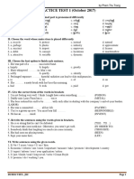 PRACTICE TEST 1 (October 2017) : Junior 3 - Gifted Students by Pham Thu Trang