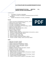 Categorization of Private Sector Universities and DAIs