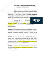 Contrato de Trabajo Por Incremento de Actividad