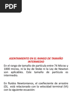 Asentamiento de Una Partícula Fina en Un Fluido y Asentamiento de Un Rango Intermedio