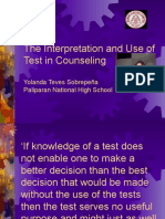 The Interpretation and Use of Test in Counseling: Yolanda Teves Sobrepeña Paliparan National High School