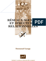 Réseaux Sociaux Et Structures Relationnelles - Emmanuel Lazega