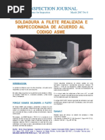 Soldadura A Filete Realizada e Inspeccionada de Acuerdo Al Codigo ASME