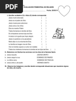 Evaluación Trimestral de Religión