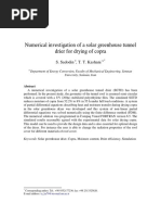 Numerical Investigation of A Solar Greenhouse Tunnel Drier For Drying of Copra