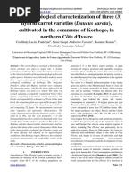 Agromorphological Characterization of Three (3) Hybrid Carrot Varieties (Daucus Carota), Cultivated in The Commune of Korhogo, in Northern CÃ Te D'ivoire