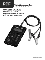 Model: BT-250 Digital Battery Tester: Owners Manual For 12 Volt Batteries