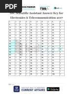 SSC Scientific Assistant Answer Key For Electronics & Telecommunication 2017