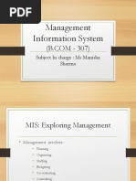 Management Information System: Subject in Charge: Ms Manisha Sharma