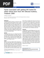 Factor Associated With Getting HIV Tested For Infant Whose Born From HIV Infected Mothers, Thailand: 2008