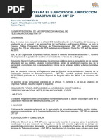 Reglamento para El Ejercicio de Jurisdiccion Coactiva de La CNT EP