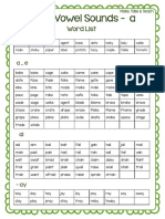 Long Vowel Sounds Word Lists