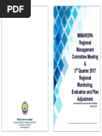 Mimaropa Regional Management Committee Meeting & 3 Quarter 2017 Regional Monitoring, Evaluation and Plan Adjustment (Rmepa)