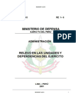 Re 1-6 Relevo en Las Unidades y Dependencias Del Ejercito