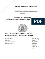 Project Report On "Industrial Automation": Submitted in Partial Fulfillment of The Requirement For The Degree of