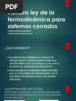 Primera Ley de La Termodinámica para Sistemas Cerrados