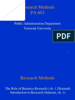 Research Methods PA 603: Public Administration Department Yarmouk University