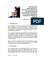 Tratamiento Tributario en El Impuesto A La Renta de Los Instrumentos Financieros Derivados - Del Hecho Economico Complejo Al Rango de Eficacia