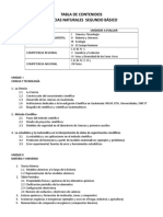 Tabla de Contenidos Ciencias Naturales 2do Básico