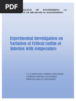 Experimental Investigation On Variation of Critical Radius of Asbestos With Temperature