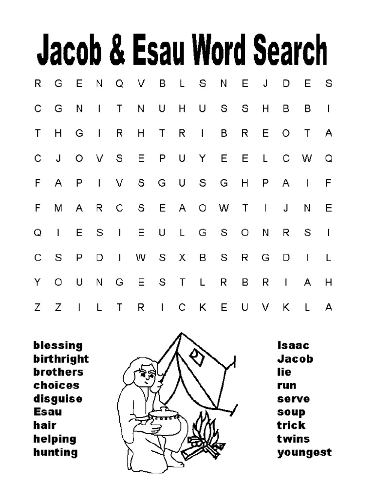 Jacob And Esau Word Search - Gambaran