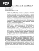 Williamson: Concepciones Metafísicas de La Analiticidad