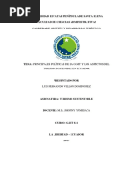 Principales Politicas de La OMT y Aspectos Del Turismo Sostenible de Ecuador