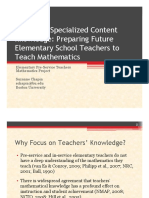 Teachers' Specialized Content Knowledge: Preparing Future Elementary School Teachers To Teach Mathematics