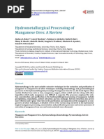 Hydrometallurgical Processing of Manganese Ores A Review