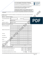 Form To Accompany Transcript of Training Revised