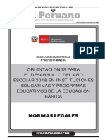 Orientaciones para El Desarrollo Del Año Escolar 2018 en Instituciones Educativas y Programas Educativos de La Educación Básica