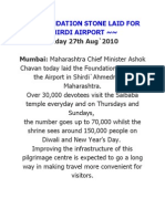 Foundation Stone Laid For Shirdi Airport