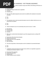 ISO 9001 Post Training Assessment