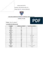 Lista de Elementos Químicos y Sus Valencias