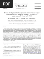 Process Development For The Separation and Recovery of Copper From Sulphate Leach Liquors of Sy...