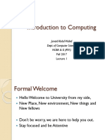 Introduction To Computing: Junaid Abdul Wahid Dept. of Computer Science Ncba & E (Ryk)