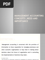 Management Accounting Concepts, Need and Importance