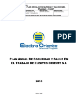 Passt 2016 - Plan Anual de Seguridad y Salud en El Trabajo