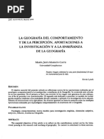 La Geografía Del Comportamiento y de La Percepción. Aportaciones A La Investigación y A La Ensenanza de La Geografía