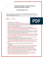 Pre Observation Form