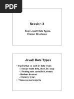 Session 3: Basic Java ® Data Types, Control Structures