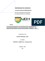 La Calidad de Servicio y Su Influencia en El Incremento de Ventas en Restaurant Pipiolo Pillco Marca - Huánuco - 2017