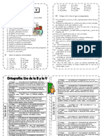 Ejercicios: I. Completa Las Oraciones: III. Coloque La B o V en El Lugar Correspondiente