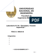 Informe de Laboratorio 4 Física II - Densidad y Tensión Superficial