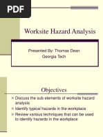 Worksite Hazard Analysis: Presented By: Thomas Dean Georgia Tech