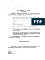 Affdavit of Loss Passport Sample