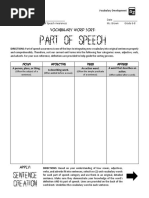 Vocabulary - Part of Speech Sort Adjective Noun Verb Adverb PDF