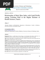 Relationship of Body Mass Index With Lipid Profile Among Teaching Staff at The Higher Institute of Health Sciences, Sana'a