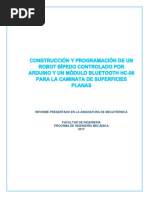 Construcción y Programación de Un Robot Bípedo Controlado Por Arduino y Un Módulo Bluetooth HC-06 para La Caminata de Superficies Planas