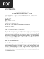 Transcription of The Interview With Mr. Joselito Diga, Chief Financial Officer of UNILAB